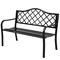 Costway 50'' Patio Garden Bench Loveseats Park Yard Furniture Decor Cast Iron Frame Black